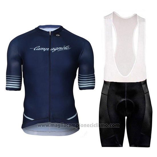 2018 Abbigliamento Ciclismo Campagnolo Platino Spento Blu Manica Corta e Salopette